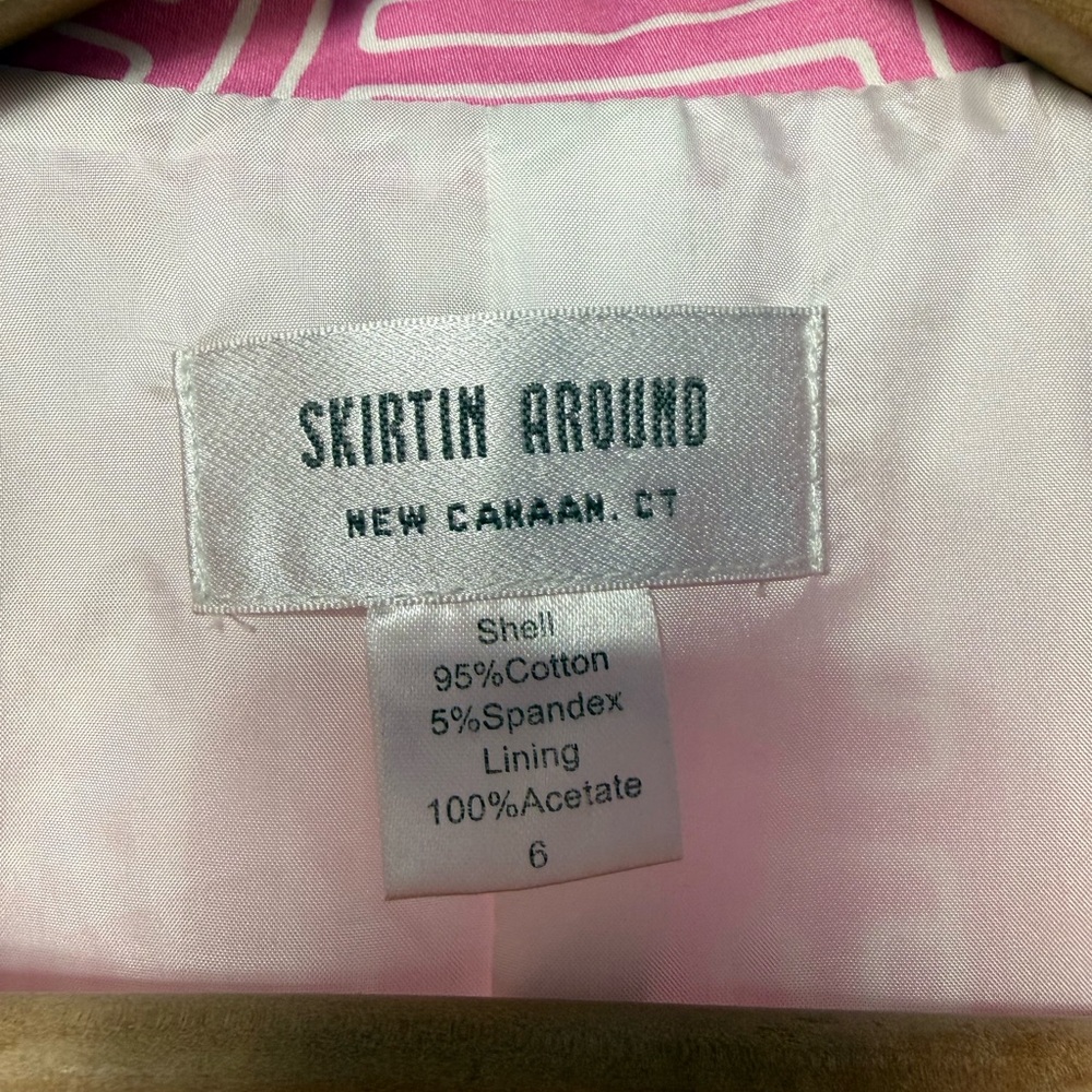 Skirtin Around 3/4 Sleeve Geometric Print Fit & Flare‎ Jacket in Pink White Sz 6 - Picture 4 of 6